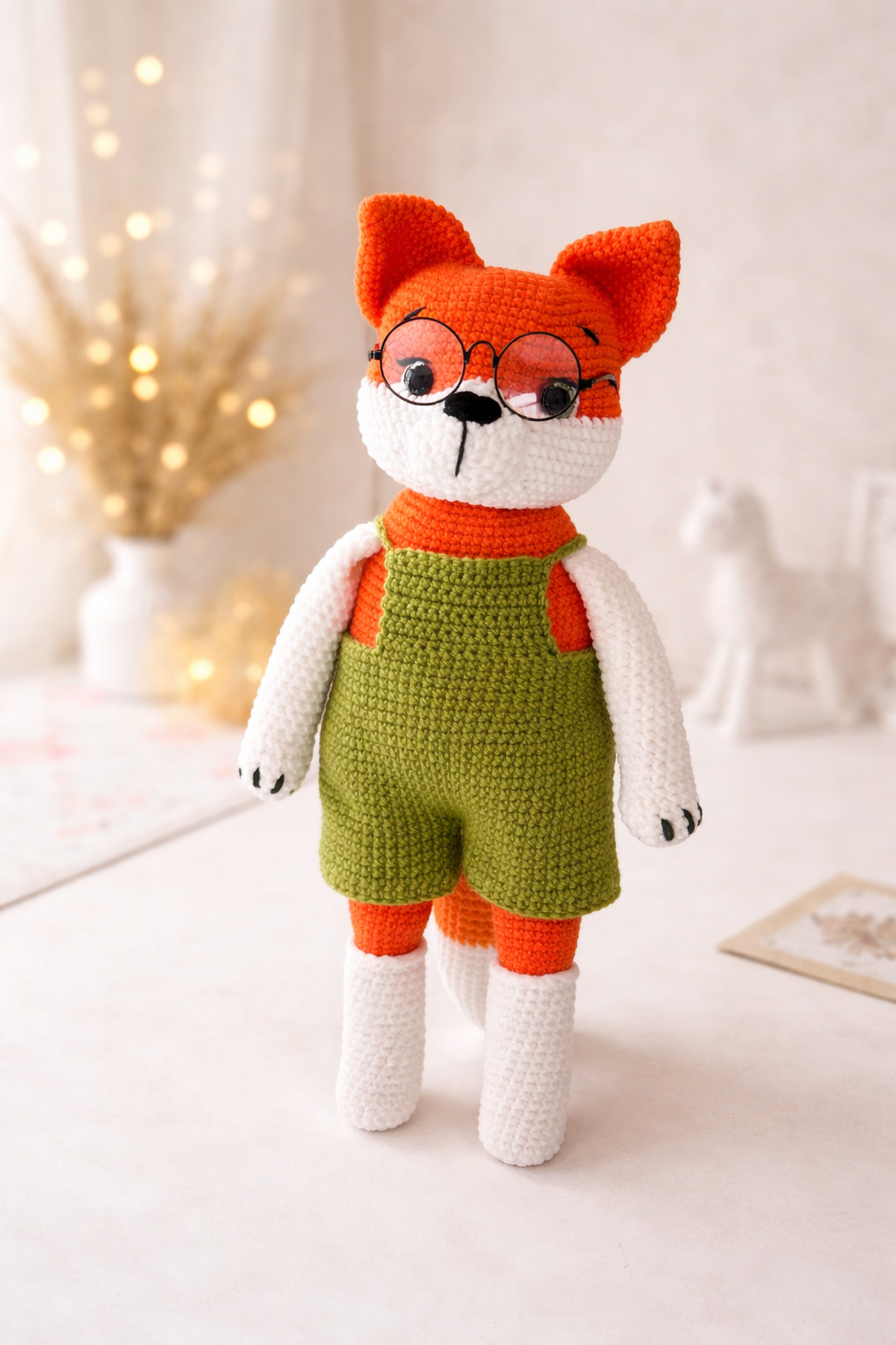 Handmade Crochet Fox Toy - Soft Cotton & Wool Comfort Toy (40 cm) | UK Dispatch