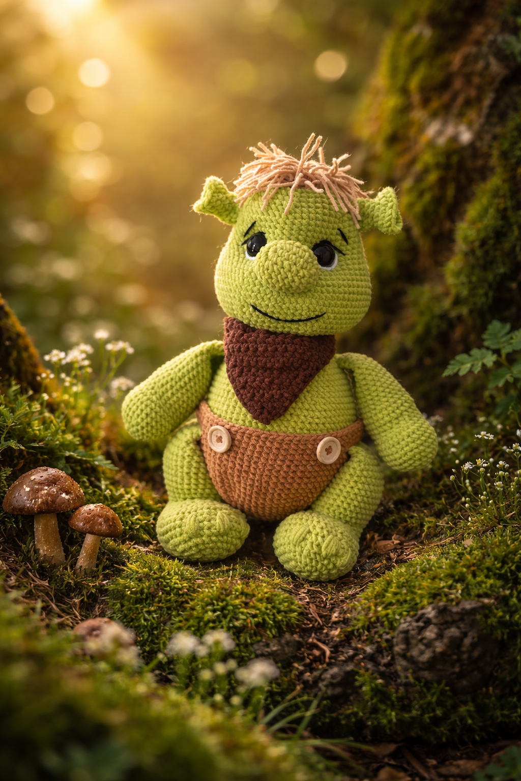 Handmade Green Ogre Crochet Toy – Soft Velvet Comfort Toy for Kids (31 cm)