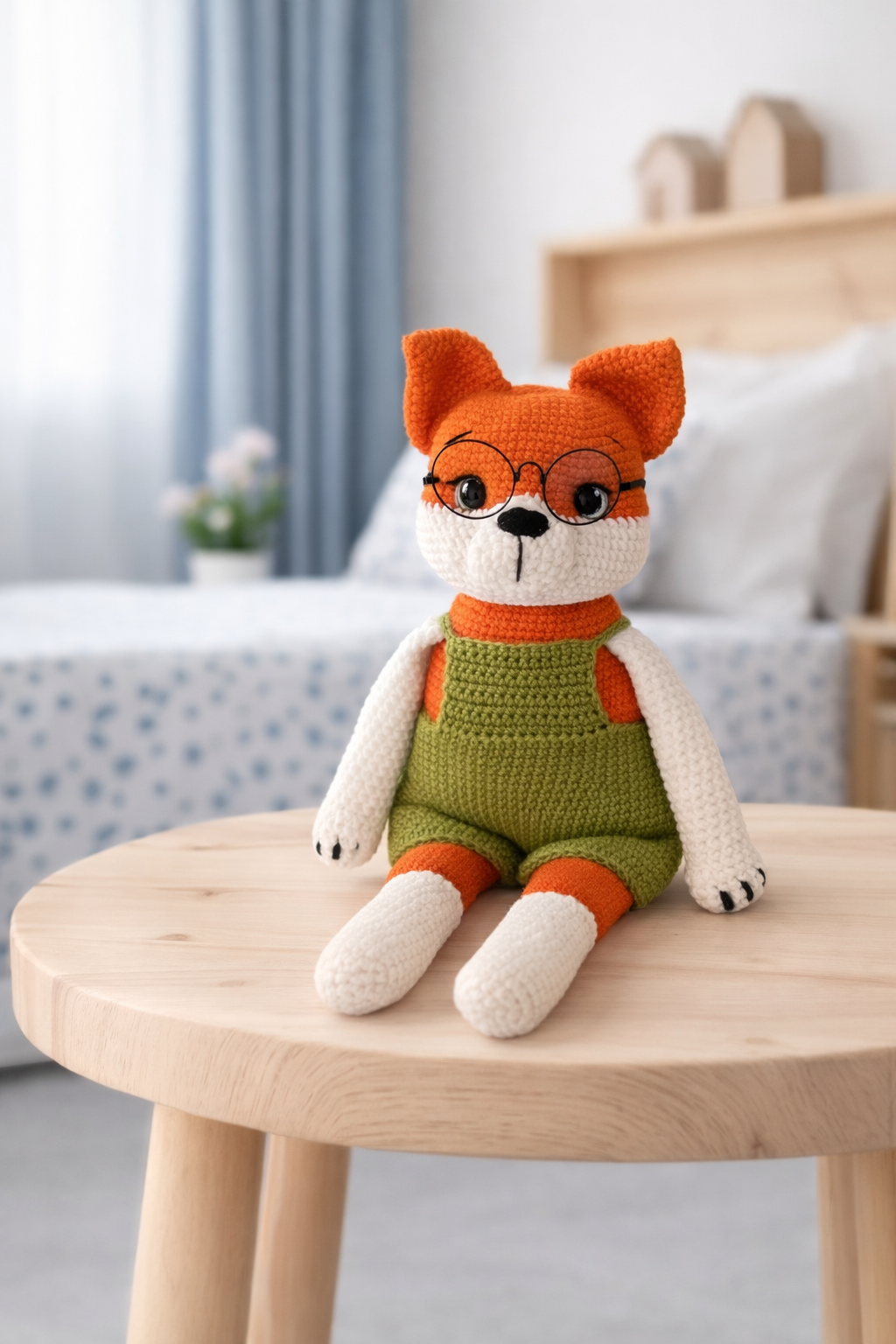 Handmade Crochet Fox Toy - Soft Cotton & Wool Comfort Toy (40 cm) | UK Dispatch