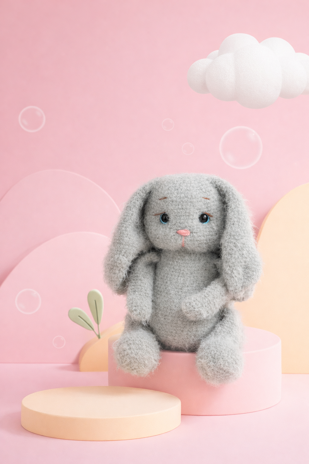 Fluffy Cashmere Yarn Bunny - Handmade Comfort Toy