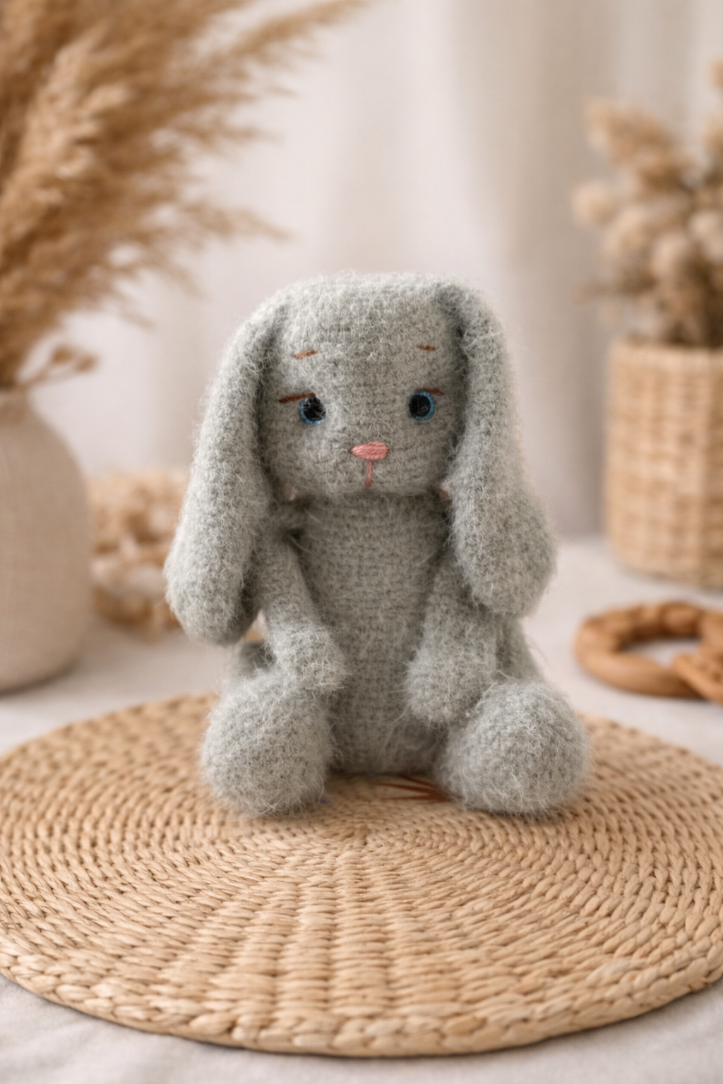 Fluffy Cashmere Yarn Bunny - Handmade Comfort Toy