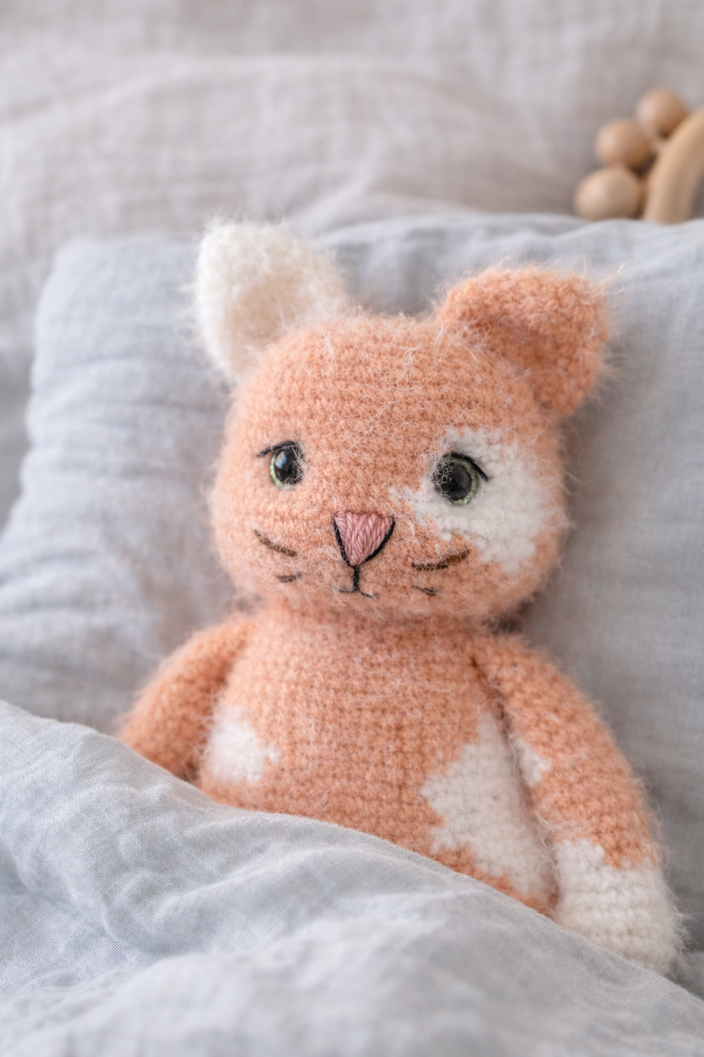 Fluffy Cashmere Yarn Cat - Handmade Comfort Toy (34cm)