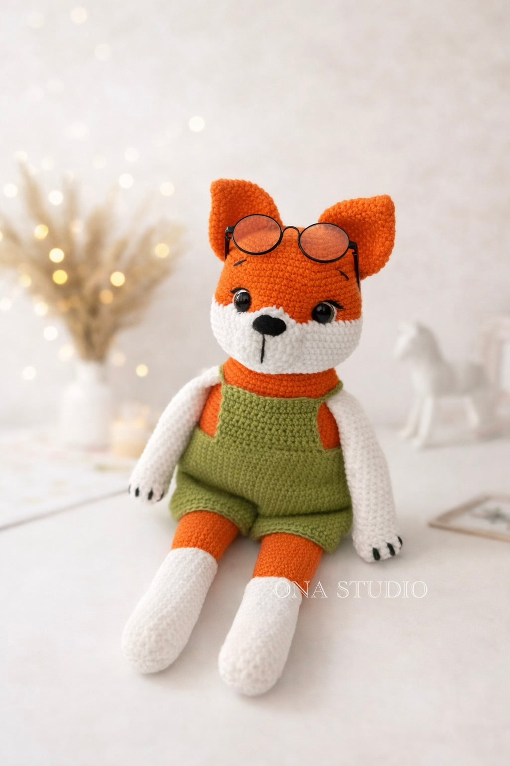 Handmade Crochet Fox Toy - Soft Cotton & Wool Comfort Toy (40 cm) | UK Dispatch