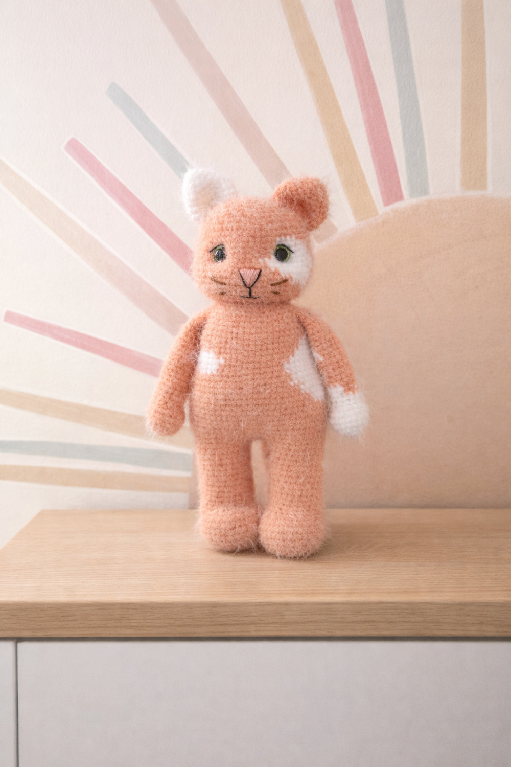 Fluffy Cashmere Yarn Cat - Handmade Comfort Toy (34cm)