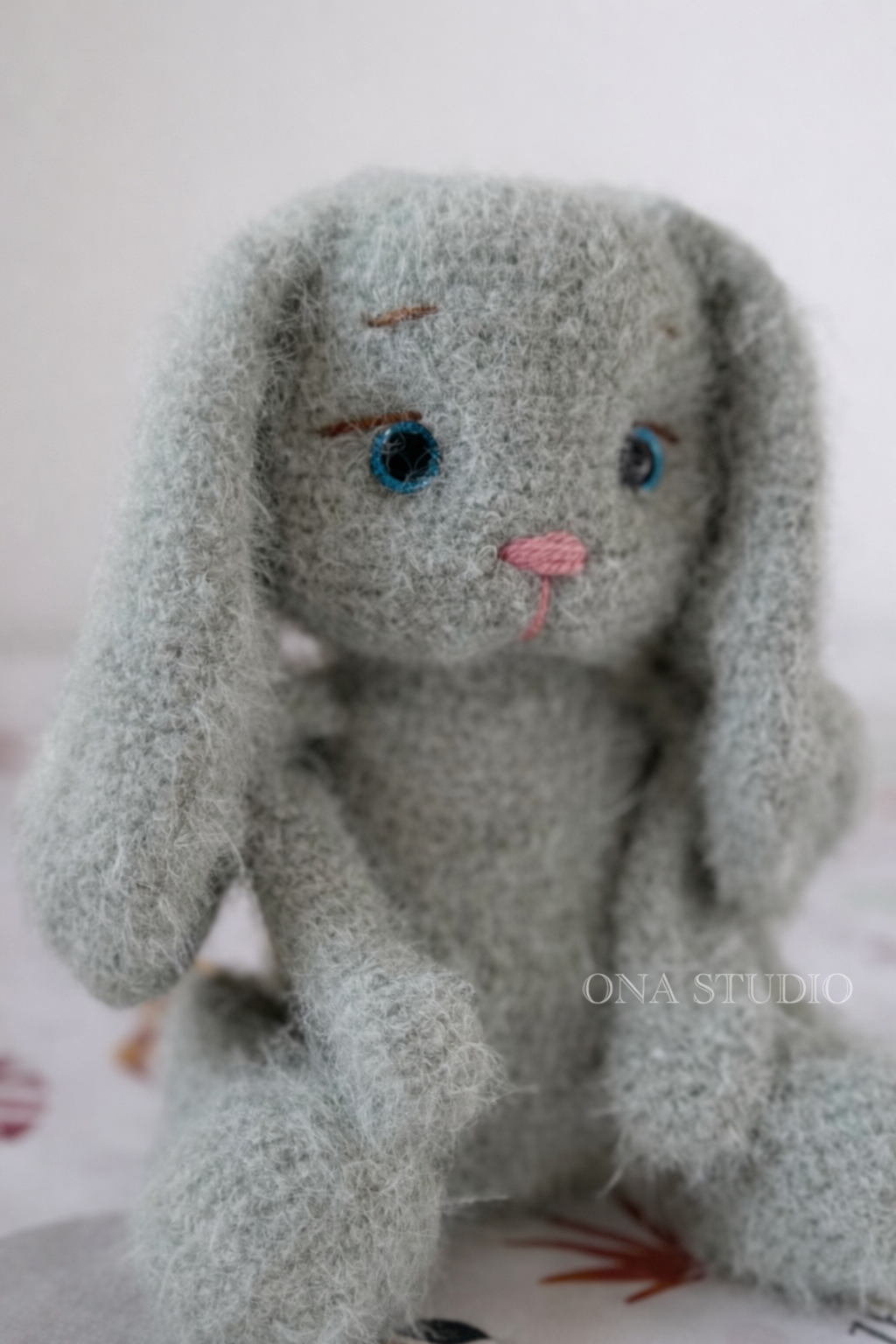 Fluffy Cashmere Yarn Bunny - Handmade Comfort Toy