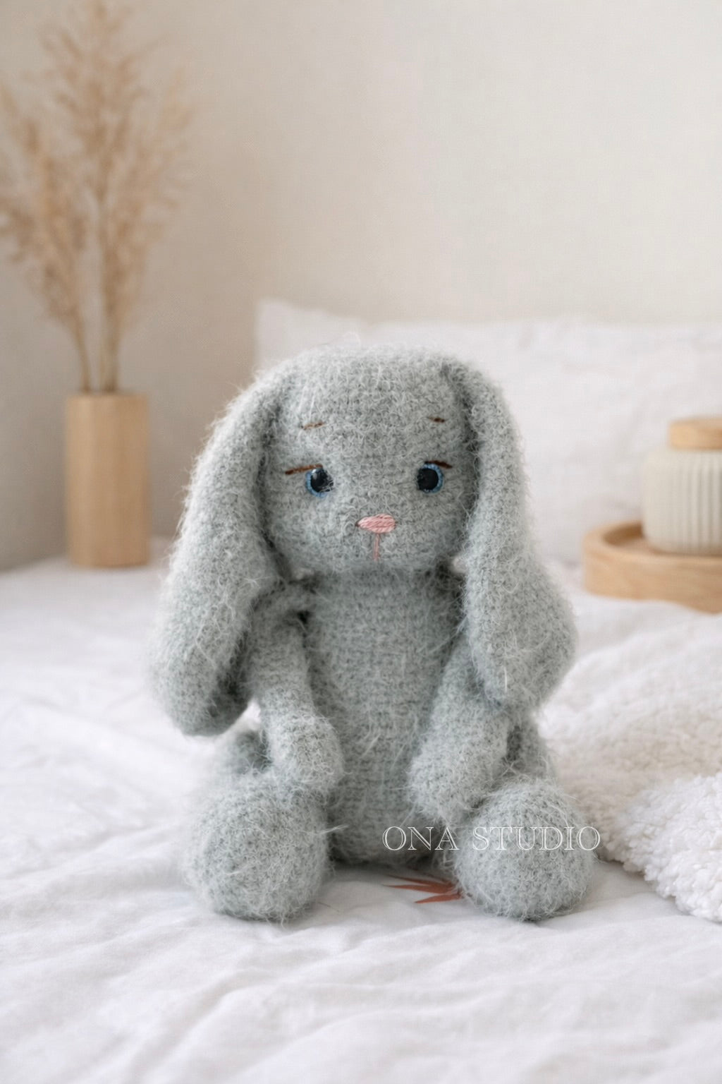 Fluffy Cashmere Yarn Bunny - Handmade Comfort Toy