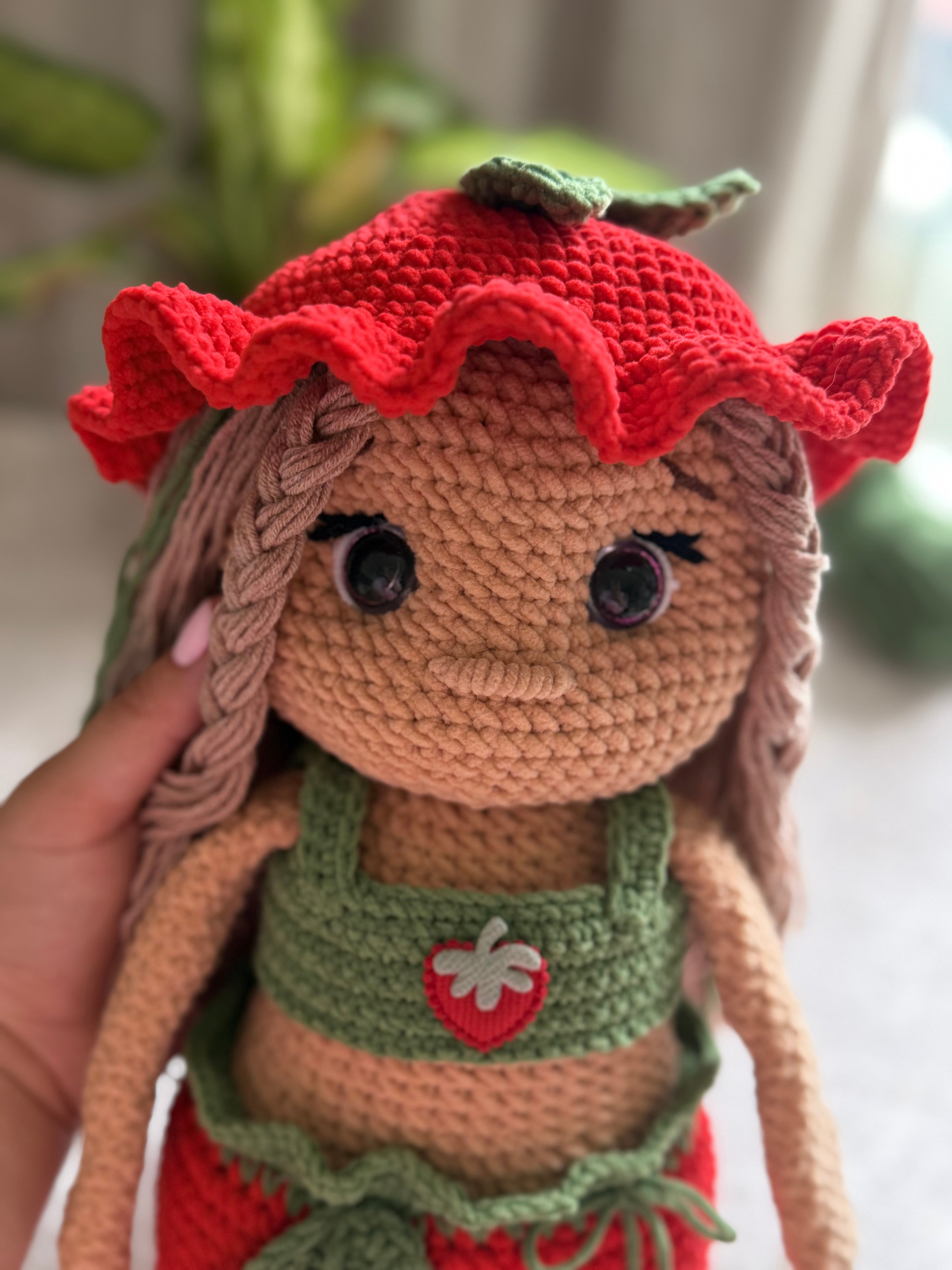 Strawberry Velvet Doll | Handmade Crochet Doll | Personalised Gift for Girls