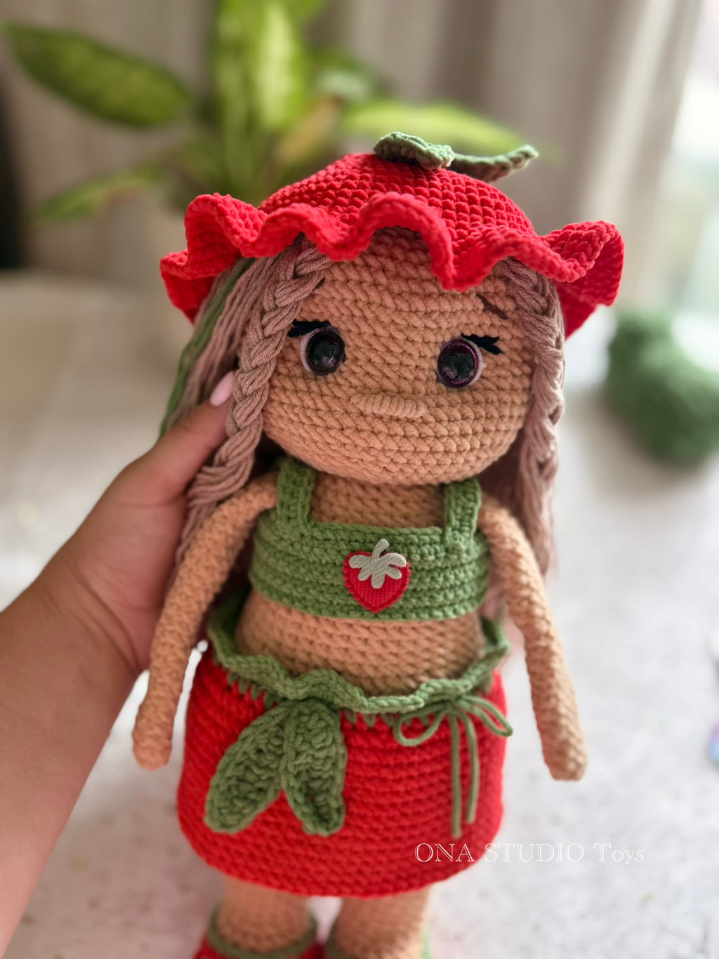 Strawberry Velvet Doll | Handmade Crochet Doll | Personalised Gift for Girls