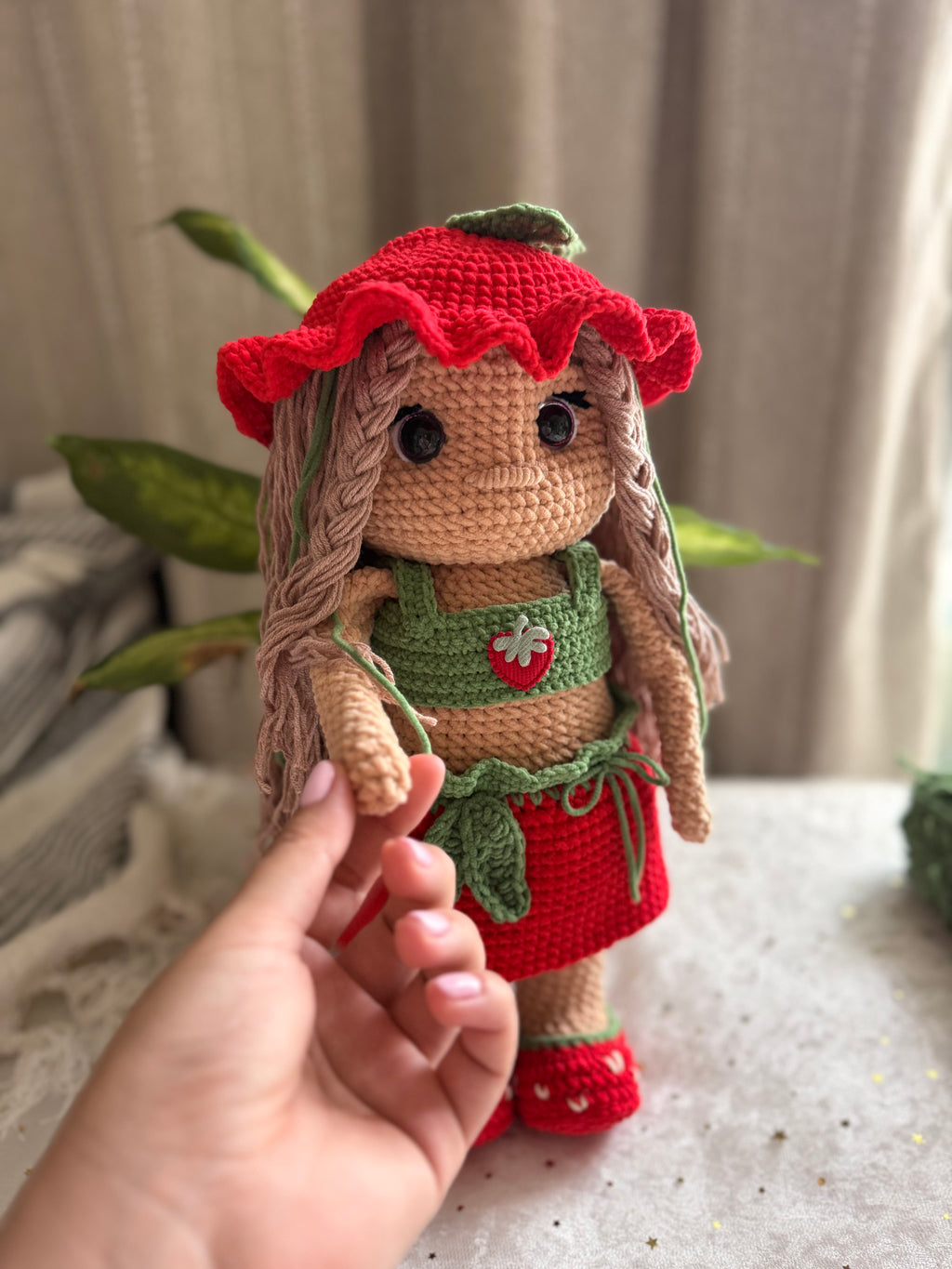 Strawberry Velvet Doll | Handmade Crochet Doll | Personalised Gift for Girls