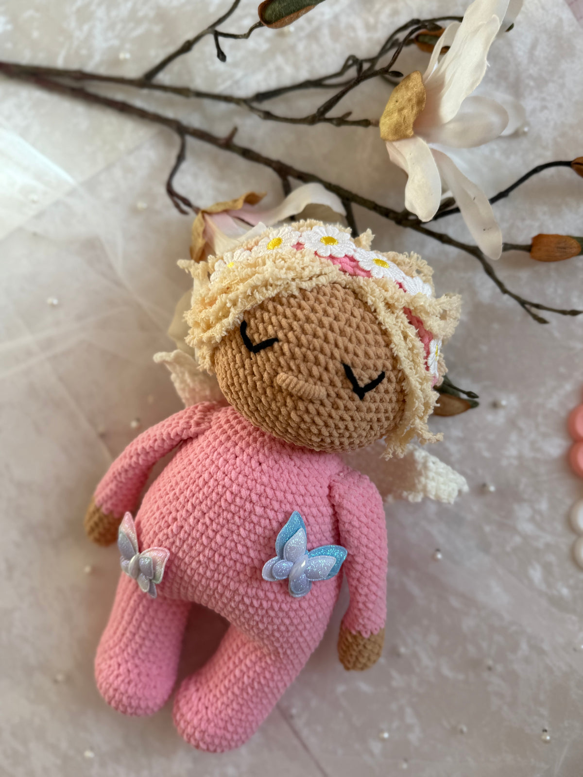 Pink Sleeping Angel - Handmade Soft Toys