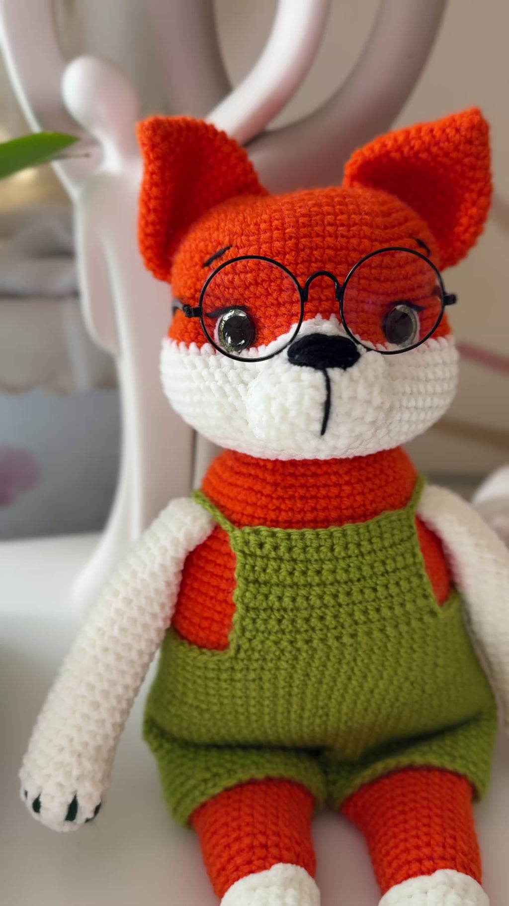 Handmade Crochet Fox Toy - Soft Cotton & Wool Comfort Toy (40 cm) | UK Dispatch